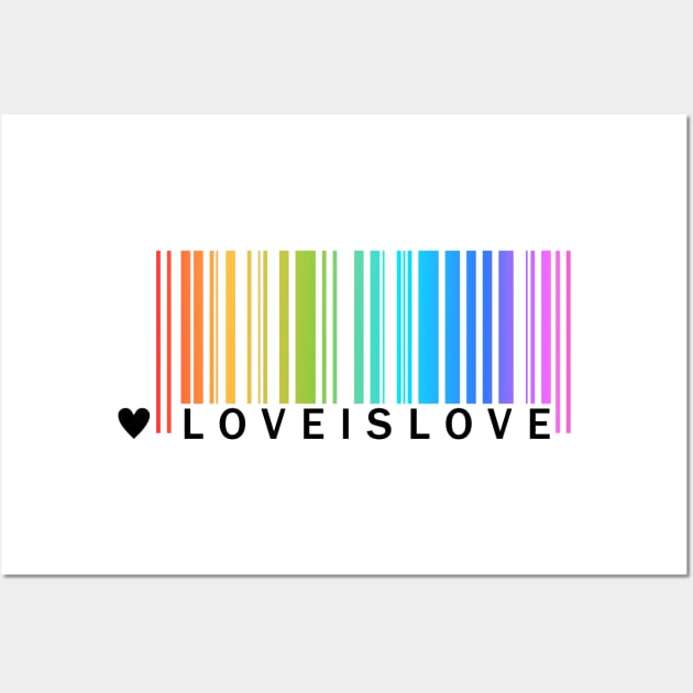 Love is Love - LGBTQA Pride tee rainbow barcode Wall Art by PixelatedPixels